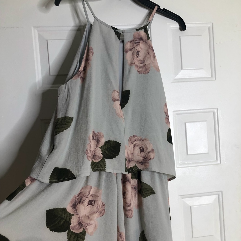 Pale blue and pink floral romper